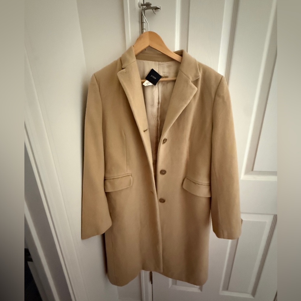 J.Crew Women’s Camel Wool Blend Top Coat | Classic Long Coat | Size 12